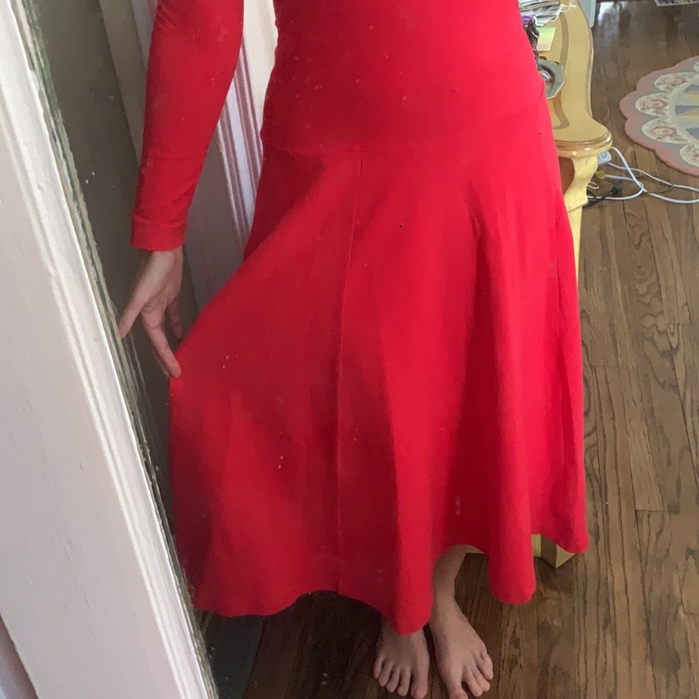 β€οΈ VINTAGE BETSEY JOHNSON RETRO DROP WAIST RED MAXI MIDI 90s y2k GRUNGE XS - Picture 11 of 11